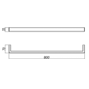 IVANO Series Square Gun Metal Grey Single Towel Rail 800mm