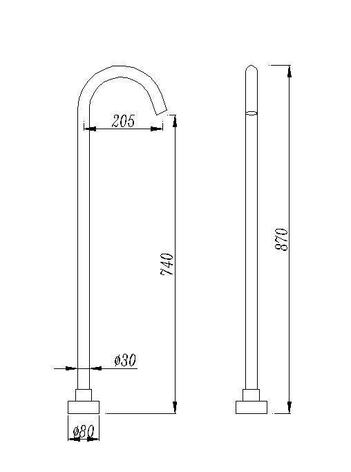 Norico Pentro Round Brushed Nickel Stainless Steel Freestanding Bath Spout