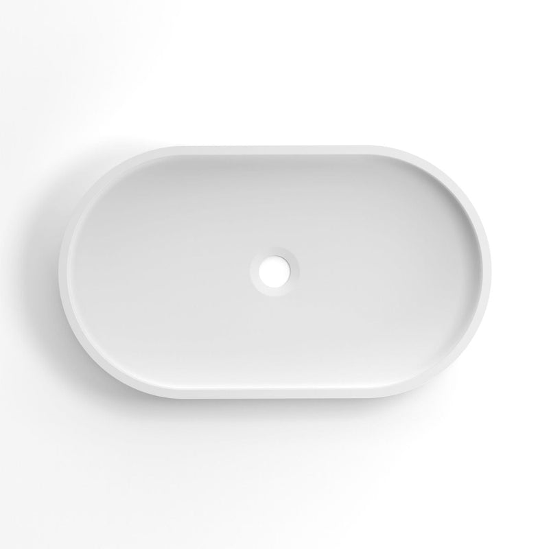 OTTI HUDSON OVAL ABOVE COUNTER CONCRETE WHITE BASIN 600MM