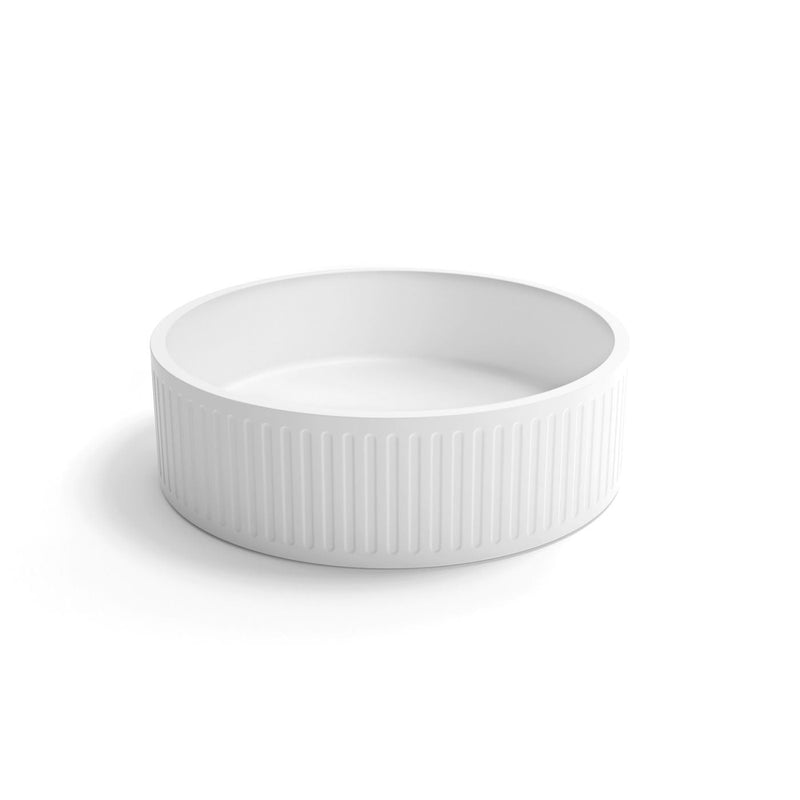 OTTI HUDSON ROUND ABOVE COUNTER CONCRETE WHITE BASIN 400MM