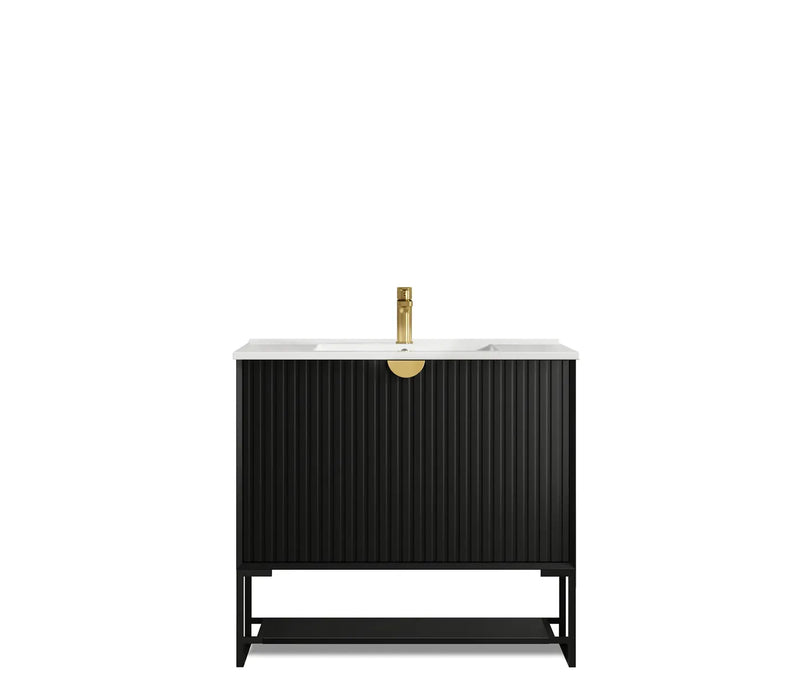 OTTI MARLO MATTE BLACK 900MM SINGLE BOWL FLOOR STANDING VANITY