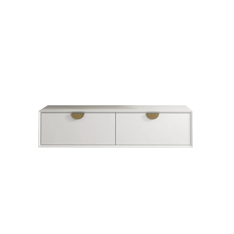 OTTI MOONLIGHT WHITE 1500MM DOUBLE BOWL WALL HUNG CABINET AND BASIN