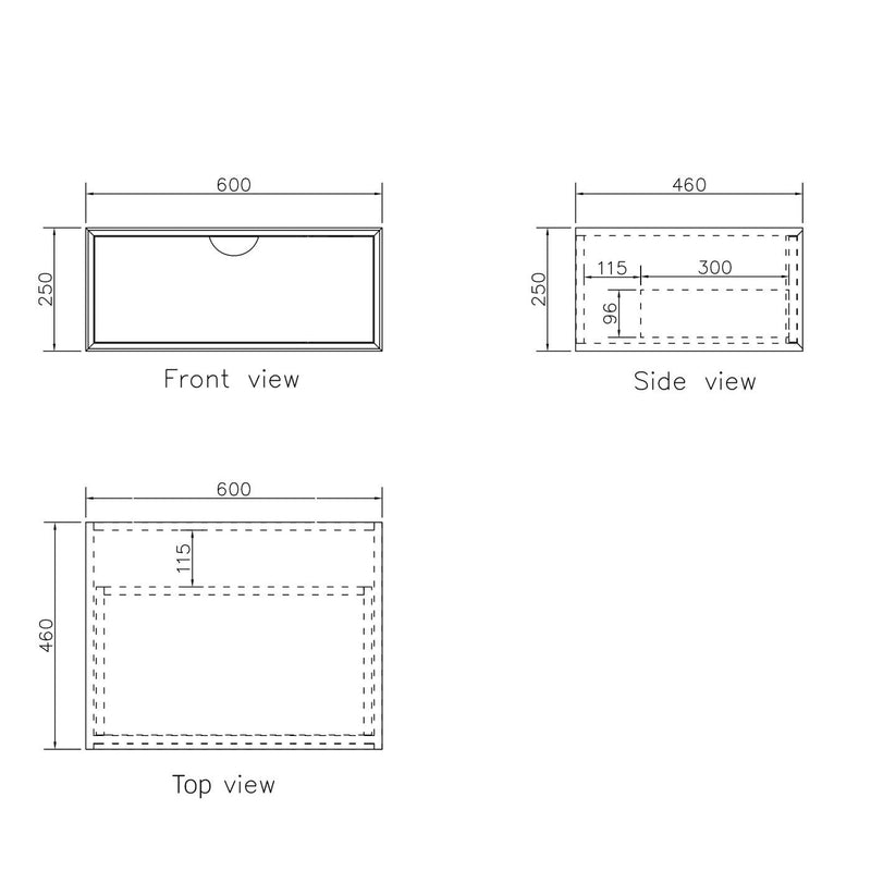 OTTI MOONLIGHT WHITE 600MM SINGLE BOWL WALL HUNG CABINET AND BASIN