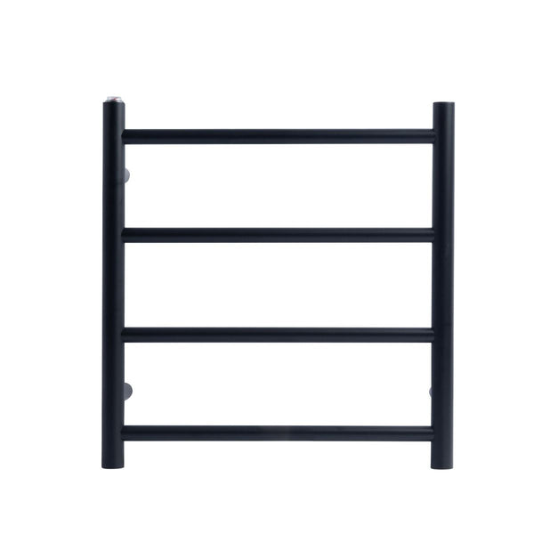 Round Matte Black Electric Heated Towel Rack 4 Bars