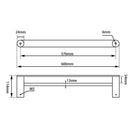 RUSHY Chrome Double Towel Rail 600mm Black&Chrome