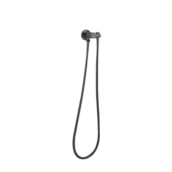 Norico Pentro Gun Metal Grey Round Shower Holder Wall Connector & Hose
