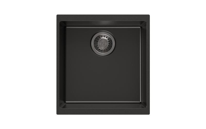 430 x 460 x 200mm Carysil Enigma 100M Single Bowl Granite Kitchen/Laundry Sink Top/Flush/Under Mount