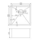 Satin - Gun Metal Grey 440x440x205mm Satin Stainless Steel Handmade Single Bowl Sink for Flush Mount and Undermount