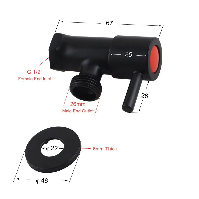 Norico Pentro Matte Black Round Brass Washing Machine Taps Set
